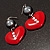 Red Plastic Crystal Heart Earrings - view 5