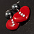 Red Plastic Crystal Heart Earrings - view 4