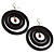 Dark-Brown Wooden Triple-Circle Hoop Earrings