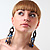 Long Wooden Blue Glass Bead Dangle Earrings - view 5