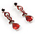 Red Pear Cut CZ Dangle Earrings - view 2