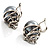 Ash Grey Imitation Pearl Floral Earrings - view 5