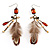Boho Style Bead Feather Drop Earrings