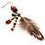 Boho Style Bead Feather Drop Earrings - view 3