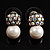 Small Crystal Faux Pearl Stud Earrings