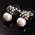 Small Crystal Faux Pearl Stud Earrings - view 3