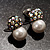 Small Crystal Faux Pearl Stud Earrings - view 4