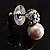 Small Crystal Faux Pearl Stud Earrings - view 5