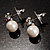 Small Crystal Faux Pearl Stud Earrings - view 6