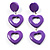 Funky Plastic Drop Heart Earrings (Purple)