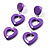 Funky Plastic Drop Heart Earrings (Purple) - view 3