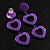 Funky Plastic Drop Heart Earrings (Purple) - view 2