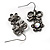 Crystal Bow Daisy Drop Earrings (Black & Clear) - view 4