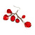Red Plastic Faceted Bead Dangle Earrings - view 6
