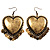 Copper Tone Dangle Heart Earrings - view 3