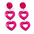 Funky Plastic Drop Heart Earrings (Neon Pink)