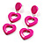 Funky Plastic Drop Heart Earrings (Neon Pink) - view 2