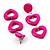 Funky Plastic Drop Heart Earrings (Neon Pink) - view 3