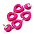 Funky Plastic Drop Heart Earrings (Neon Pink) - view 4