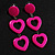 Funky Plastic Drop Heart Earrings (Neon Pink) - view 5
