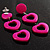 Funky Plastic Drop Heart Earrings (Neon Pink) - view 6