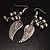 Silver Tone Large Wing Dangle Earrings - view 2