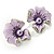 Purple Crystal Enamel Daisy Stud Earrings - view 2
