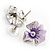 Purple Crystal Enamel Daisy Stud Earrings - view 6