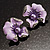 Purple Crystal Enamel Daisy Stud Earrings