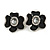 Black Floral Enamel Crystal Stud Earrings - view 3