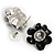 Black Floral Enamel Crystal Stud Earrings - view 9