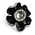 Black Floral Enamel Crystal Stud Earrings - view 5