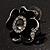 Black Floral Enamel Crystal Stud Earrings - view 11