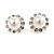 Snow-White Crystal Faux Pearl Stud Earrings