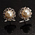 Snow-White Crystal Faux Pearl Stud Earrings - view 2