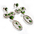 Stunning Diamante Bow Earrings (Clear & Green) - view 2