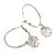 Silver Tone Hoop Earrings With Dangle CZ  Crystal (3cm Diameter)