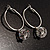 Silver Tone Hoop Earrings With Dangle CZ  Crystal (3cm Diameter) - view 5