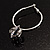 Silver Tone Hoop Earrings With Dangle CZ  Crystal (3cm Diameter) - view 11