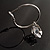 Silver Tone Hoop Earrings With Dangle CZ  Crystal (3cm Diameter) - view 7