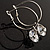 Silver Tone Hoop Earrings With Dangle CZ  Crystal (3cm Diameter) - view 2