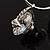 Silver Tone Hoop Earrings With Dangle CZ  Crystal (3cm Diameter) - view 9