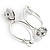 Silver Tone Hoop Earrings With Dangle CZ  Crystal (3cm Diameter) - view 3