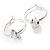 Silver Tone Hoop Earrings With Dangle CZ  Crystal (3cm Diameter) - view 6