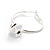 Silver Tone Hoop Earrings With Dangle CZ  Crystal (3cm Diameter) - view 4