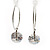 Silver Tone Hoop Earrings With Dangle CZ  Crystal (3cm Diameter) - view 10