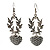 Antique Silver Heart Crystal Drop Fashion Earrings - view 4