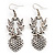 Antique Silver Heart Crystal Drop Fashion Earrings - view 2