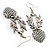 Antique Silver Heart Crystal Drop Fashion Earrings - view 8