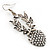 Antique Silver Heart Crystal Drop Fashion Earrings - view 6
